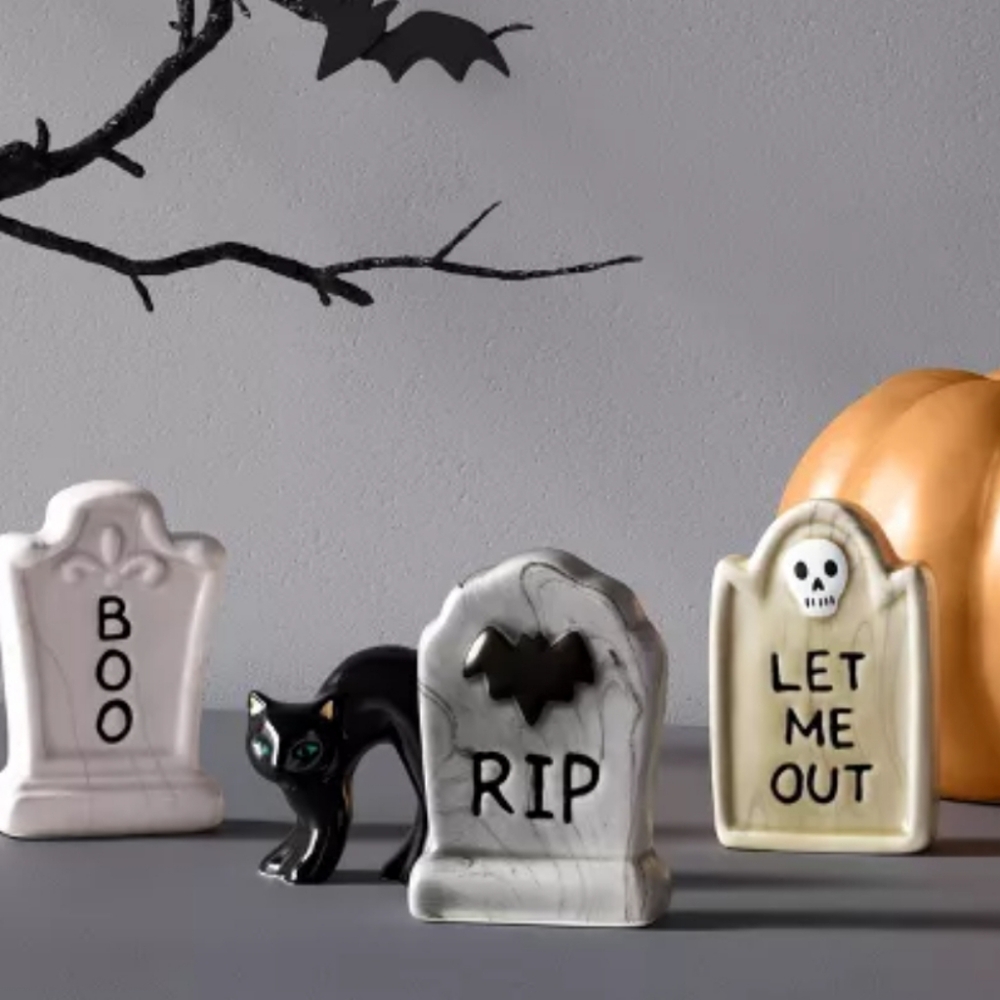 3pc Tombstones Mini Mantle Ceramic Decorative Accent Set - Hyde and EEK! - Picture 2 of 2